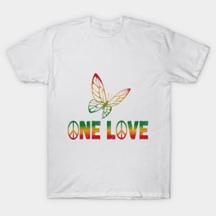 One Love Peace Rasta Reggae Jamaica Rastafari Roots T-Shirt